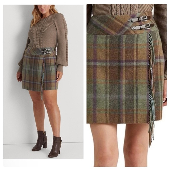 Lauren Ralph Lauren Dresses & Skirts - Lauren Ralph Lauren Women’s Plaid Fringe Trim Tweed Mini Skirt